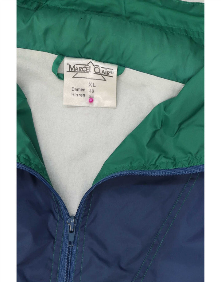 Marcel Clair Mens Loose Fit Rain Jacket UK 42 XL Navy Blue Colourblock
