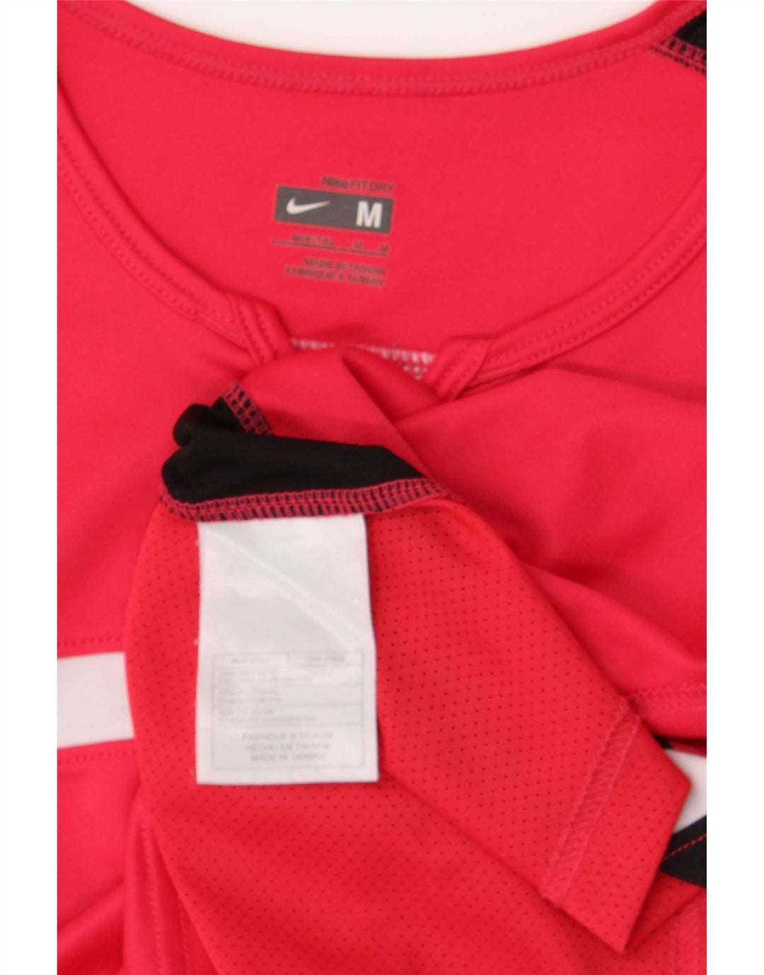 Nike Womens Dri Fit T-Shirt Top US 8/10 Medium Red Colourblock Polyester