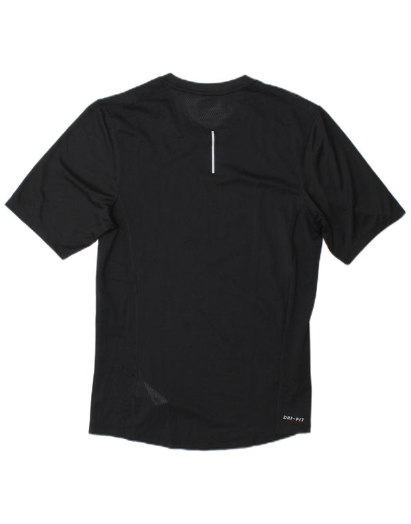 Nike Mens Dri Fit Running T-Shirt Top Small Black Striped Polyester