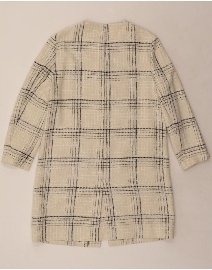 Ted Baker Womens Overcoat Size 4 Large Off White Check Acrylic