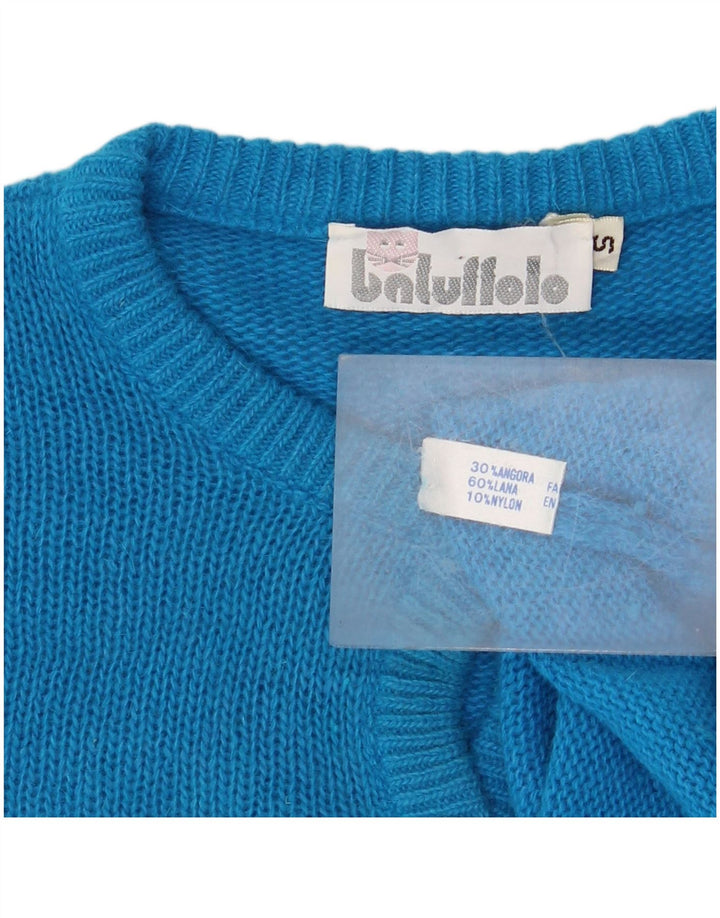 Batuffolo Womens Crop Oversized Cardigan Sweater UK 10 Small Blue Angora