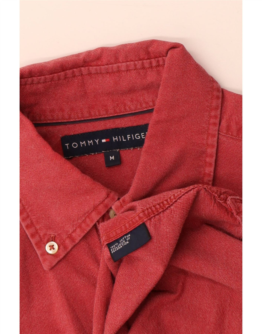 Tommy Hilfiger Mens Shirt Medium Red Cotton