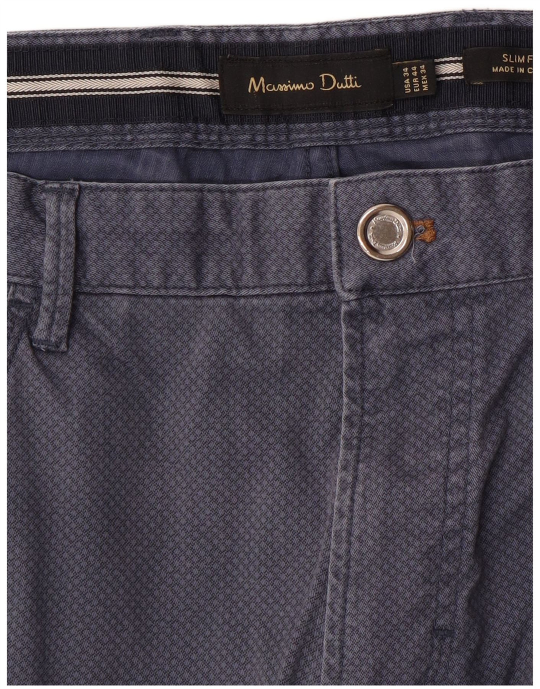 MASSIMO DUTTI Mens Casual Trousers EU 44 Large W34 L33 Navy Blue Spotted