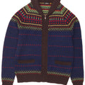Farah Mens Full Zip Cardigan Sweater Medium Blue Fair Isle Wool
