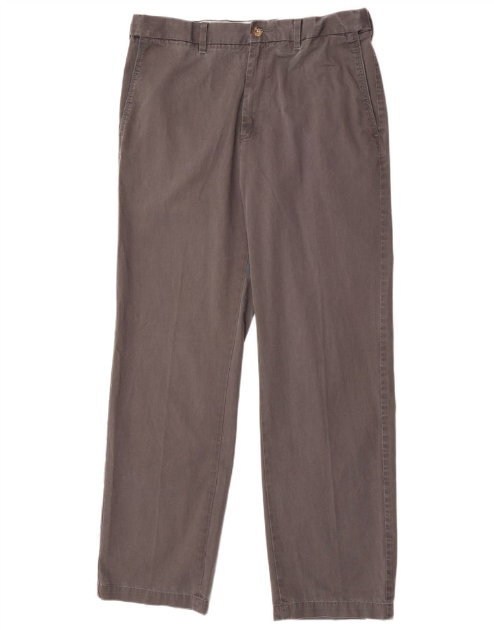 Marks & Spencer Mens Blue Harbour Straight Chino Trousers W34 L33 Grey