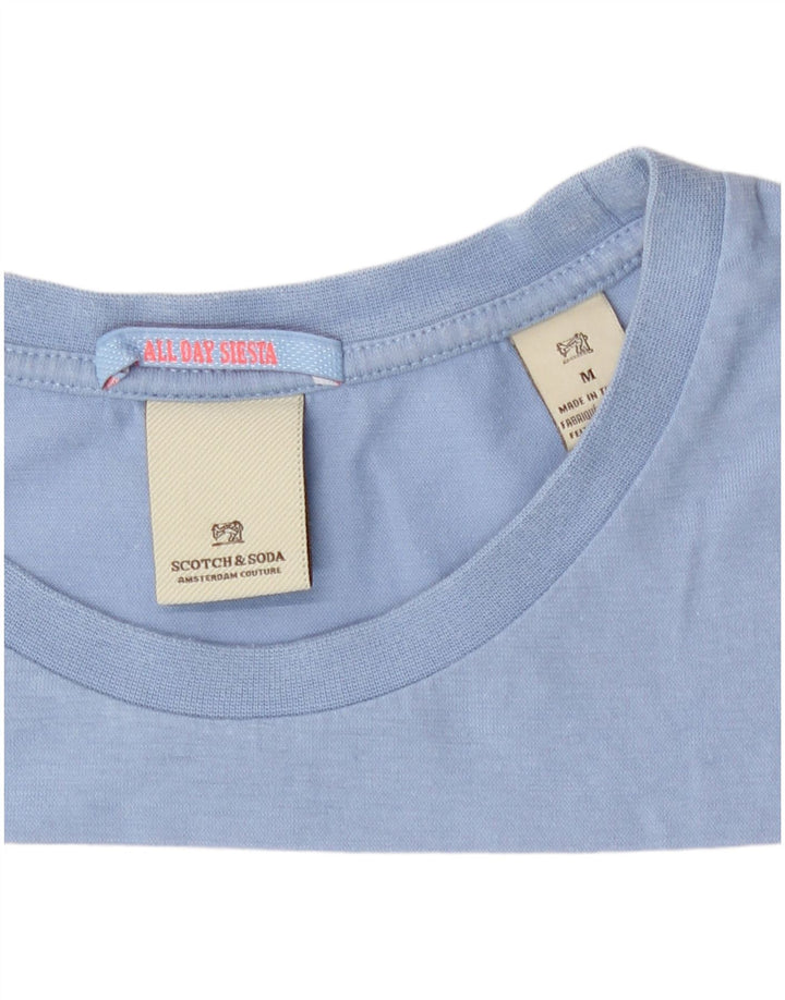 Scotch & Soda Mens T-Shirt Top Medium Blue Colourblock Cotton