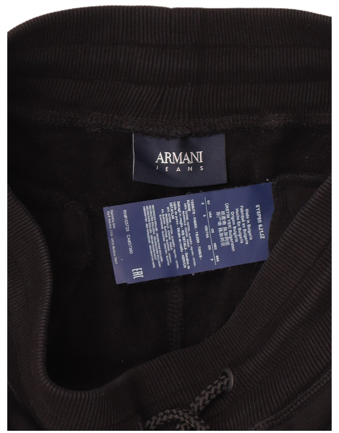 Armani Mens Graphic Tracksuit Trousers Joggers Small  Black Cotton