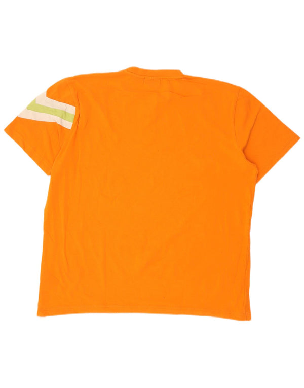 Fila Mens T-Shirt Top XL Orange Colourblock Cotton