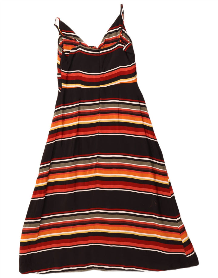 WAREHOUSE Womens Front Tie Sundress UK 10 Small Black Striped Viscose