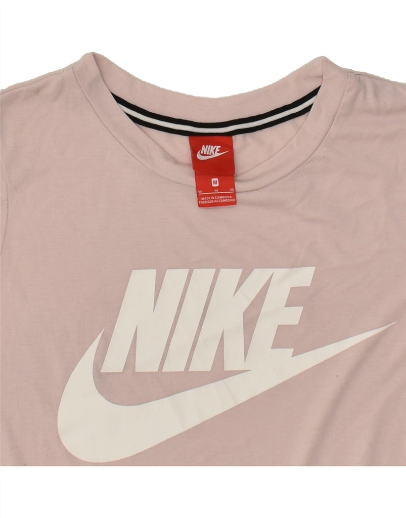 NIKE Womens Graphic T-Shirt Top UK 14 Medium Pink Polyester | Vintage Nike | Thrift | Second-Hand Nike | Used Clothing | Messina Hembry 