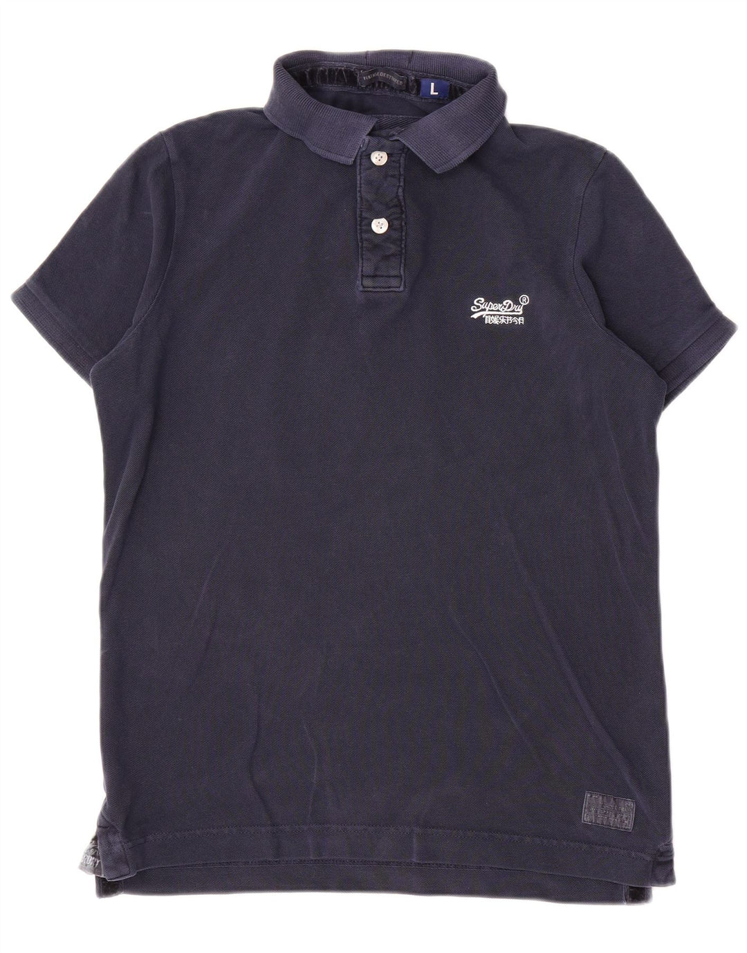 Superdry Mens Polo Shirt Large Navy Blue Cotton