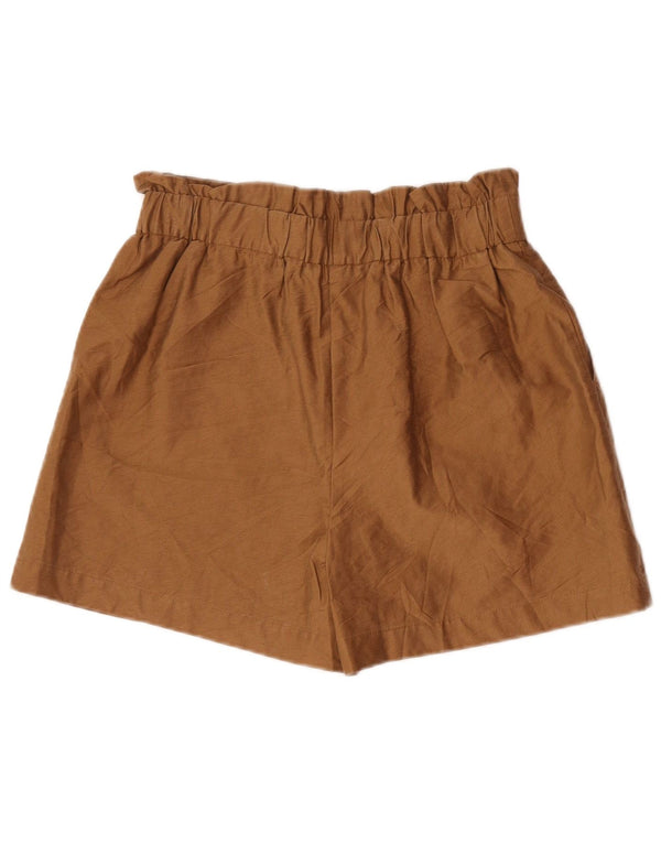 Zara Womens High Waist Casual Shorts Medium W28 Brown Lyocell