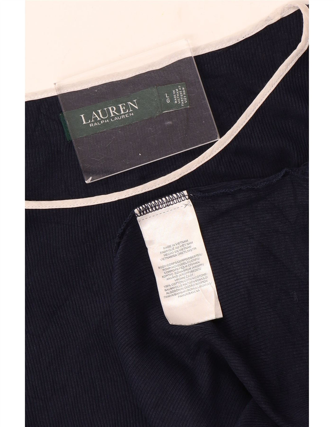 Ralph Lauren Womens T-Shirt Top UK 14 Large Navy Blue Cotton