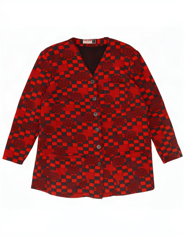 Vintage Womens Cardigan Sweater UK 18 XL Red Geometric