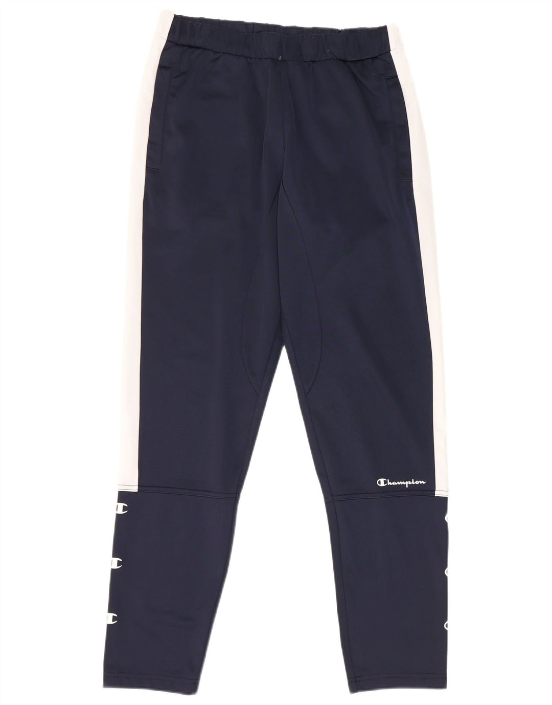 Champion Mens Graphic Tracksuit Trousers Small Navy Blue Colourblock