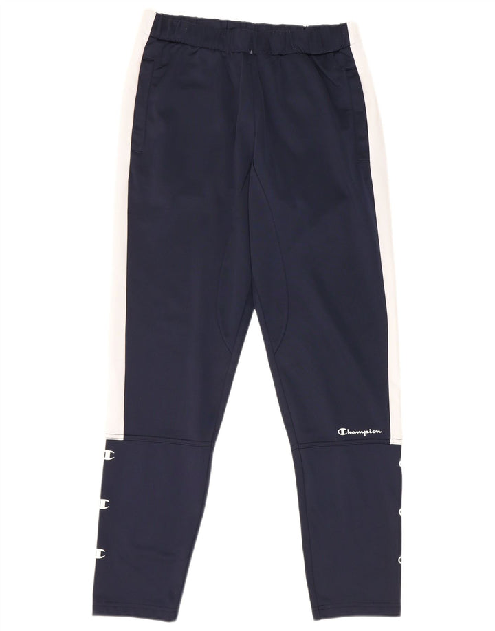 Champion Mens Graphic Tracksuit Trousers Small Navy Blue Colourblock