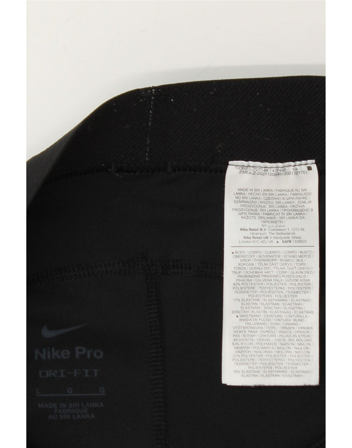NIKE Womens Dri Fit Graphic Sport Shorts UK 16 Large  Black Polyester Vintage Nike and Second-Hand Nike from Messina Hembry 