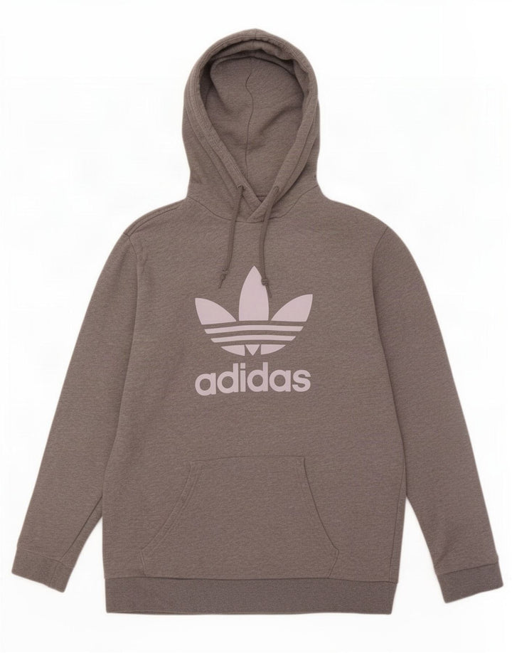 Adidas Mens Graphic Hoodie Jumper Medium Grey Flecked