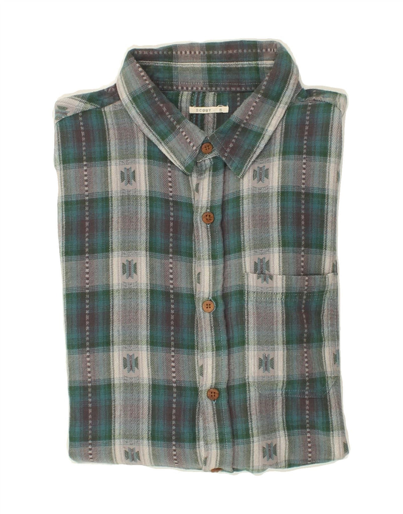 SCOUT Mens Shirt Small Green Check Cotton | Vintage Scout | Thrift | Second-Hand Scout | Used Clothing | Messina Hembry 