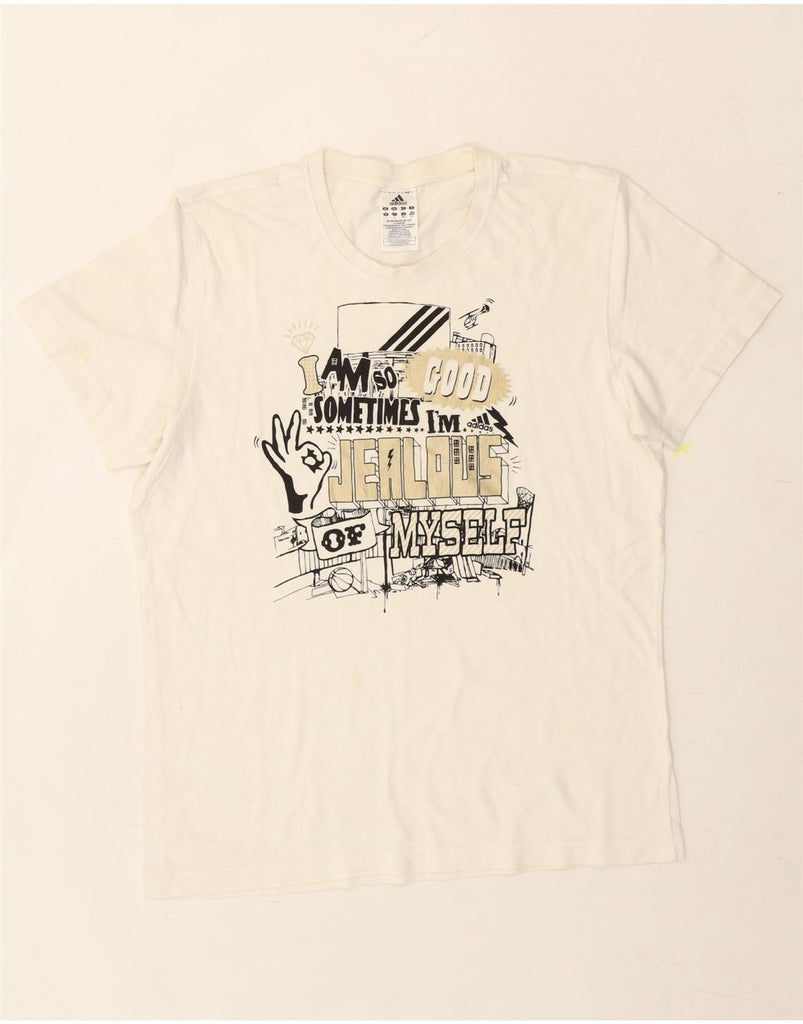 ADIDAS Mens Graphic T-Shirt Top Large White Cotton Vintage Adidas and Second-Hand Adidas from Messina Hembry 