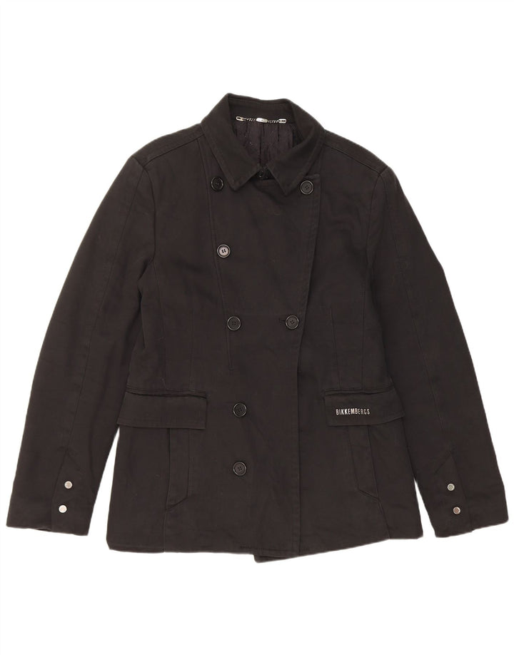 Bikkembergs Womens Double Breasted Blazer Jacket IT 50 XL Black Cotton