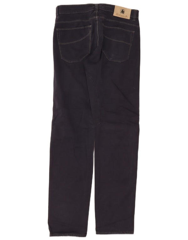 SIVIGLIA Mens Straight Casual Trousers W34 L34 Navy Blue Cotton