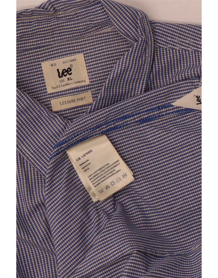 Lee Mens Shirt XL Blue Check Cotton