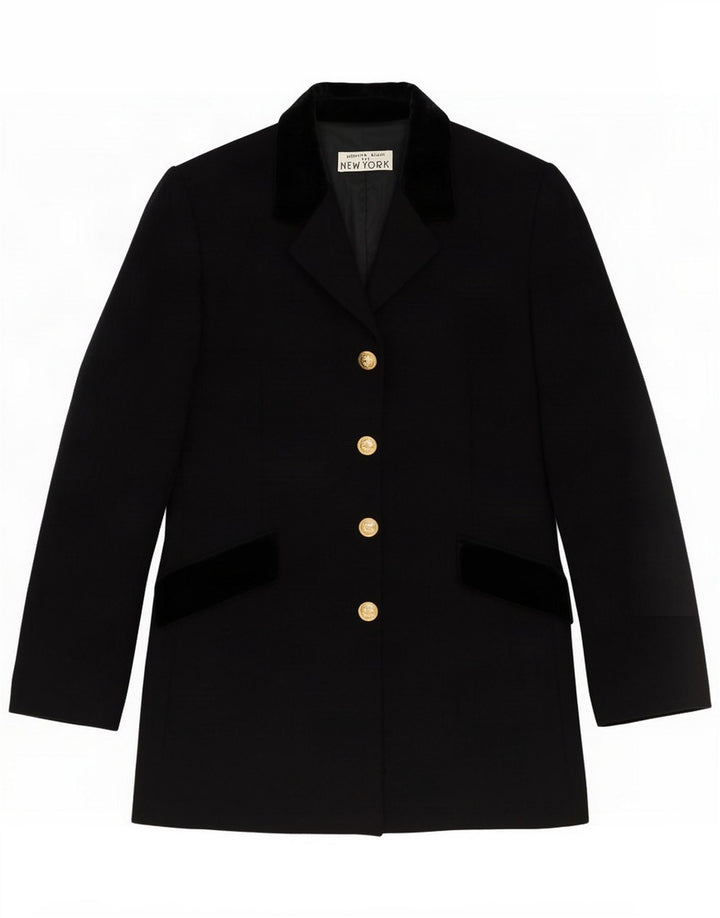 Alberto Biani Womens 4 Button Blazer Jacket IT 40 Medium Black Wool