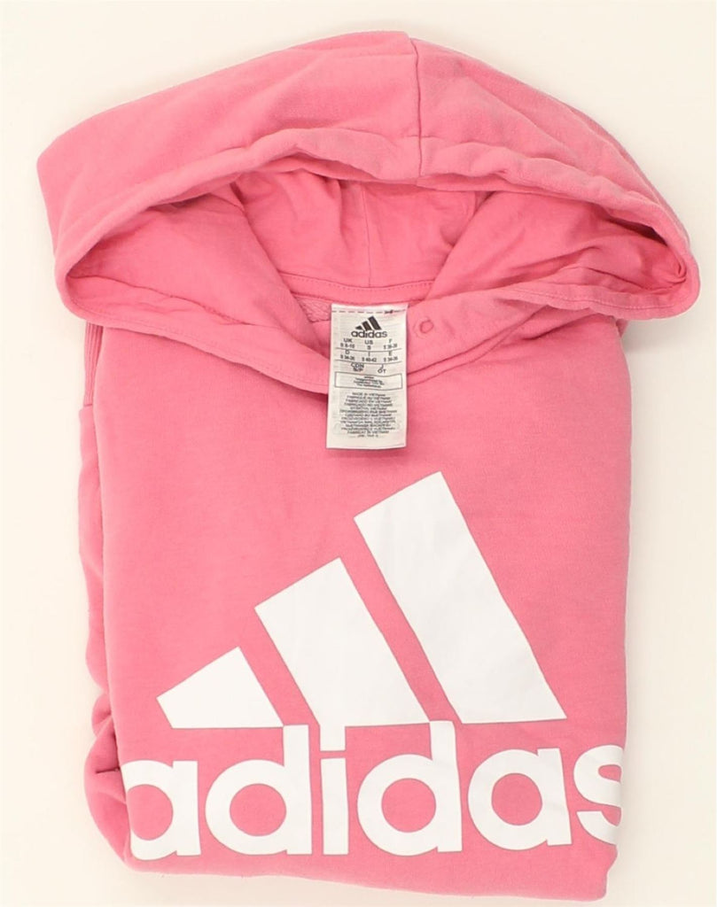 ADIDAS Womens Graphic Hoodie Jumper UK 8/10 Small Pink Cotton | Vintage Adidas | Thrift | Second-Hand Adidas | Used Clothing | Messina Hembry 