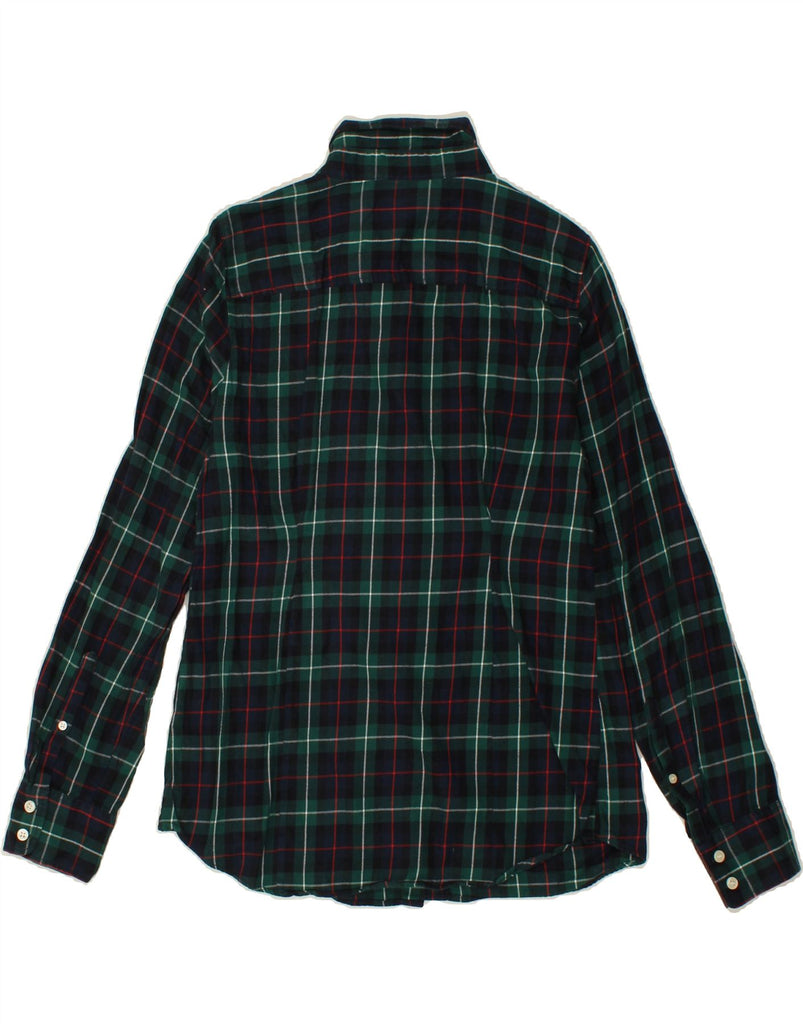 J. CREW Womens Flannel Shirt UK 14 Medium Navy Blue Check Cotton Vintage J. Crew and Second-Hand J. Crew from Messina Hembry 