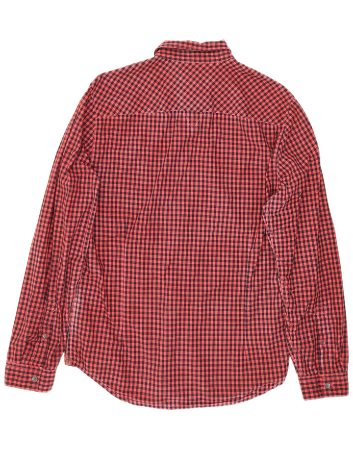 Guess Mens Slim Fit Shirt Medium Red Gingham Cotton