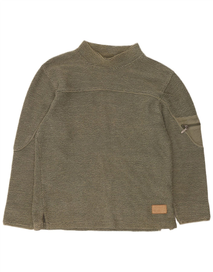 Weird Fish Mens Sweatshirt Jumper Small Khaki Cotton