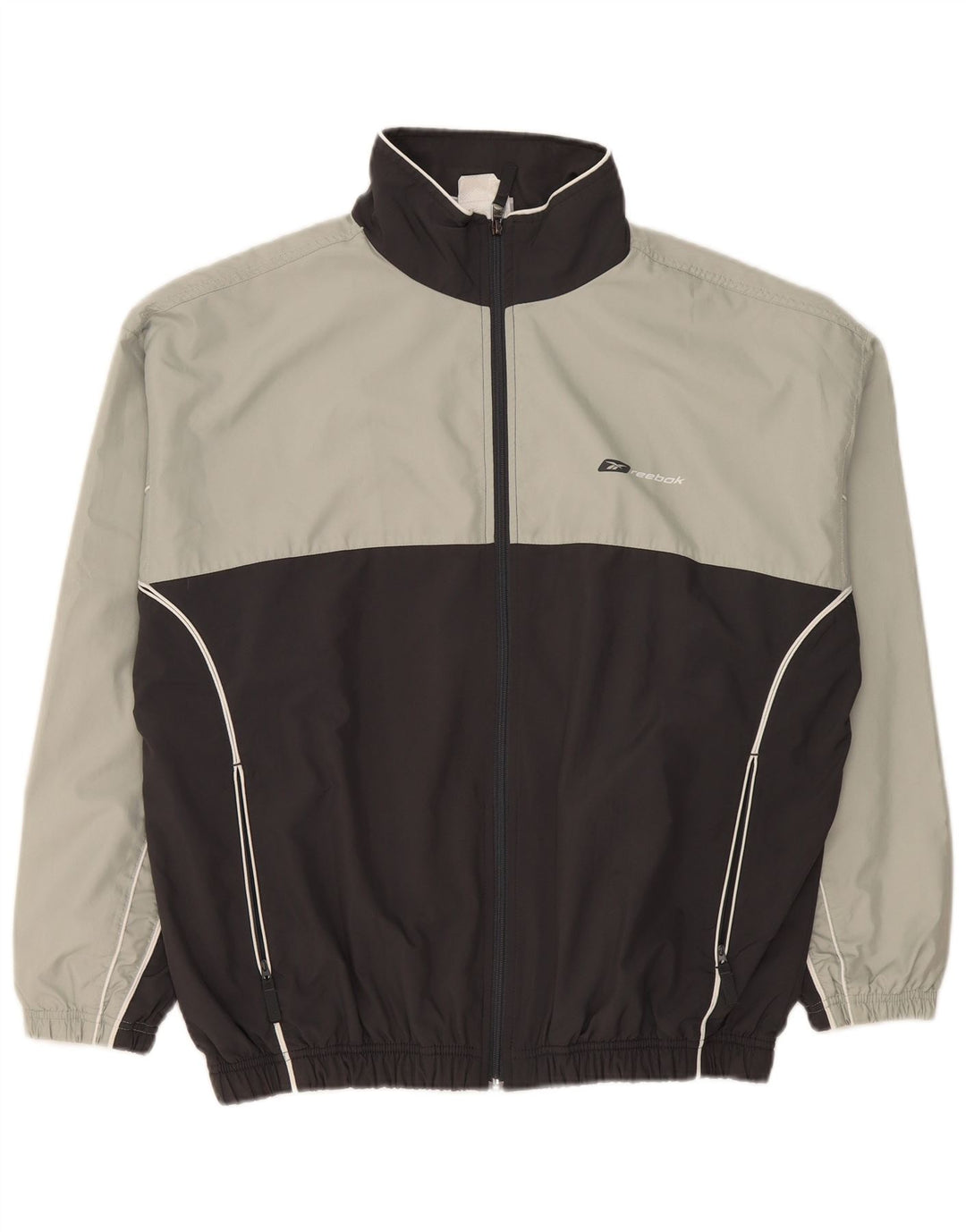 Reebok Mens Loose Fit Tracksuit Top Jacket Medium Grey Colourblock