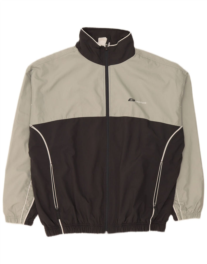 Reebok Mens Loose Fit Tracksuit Top Jacket Medium Grey Colourblock
