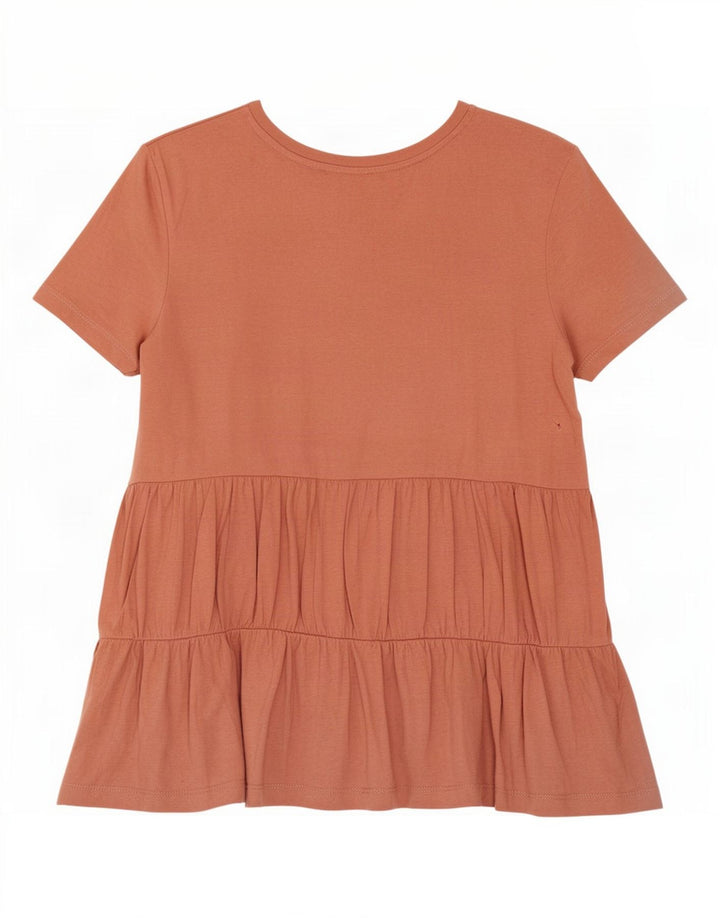 Zara Womens Short Sleeve Blouse Top UK 10 Small Brown