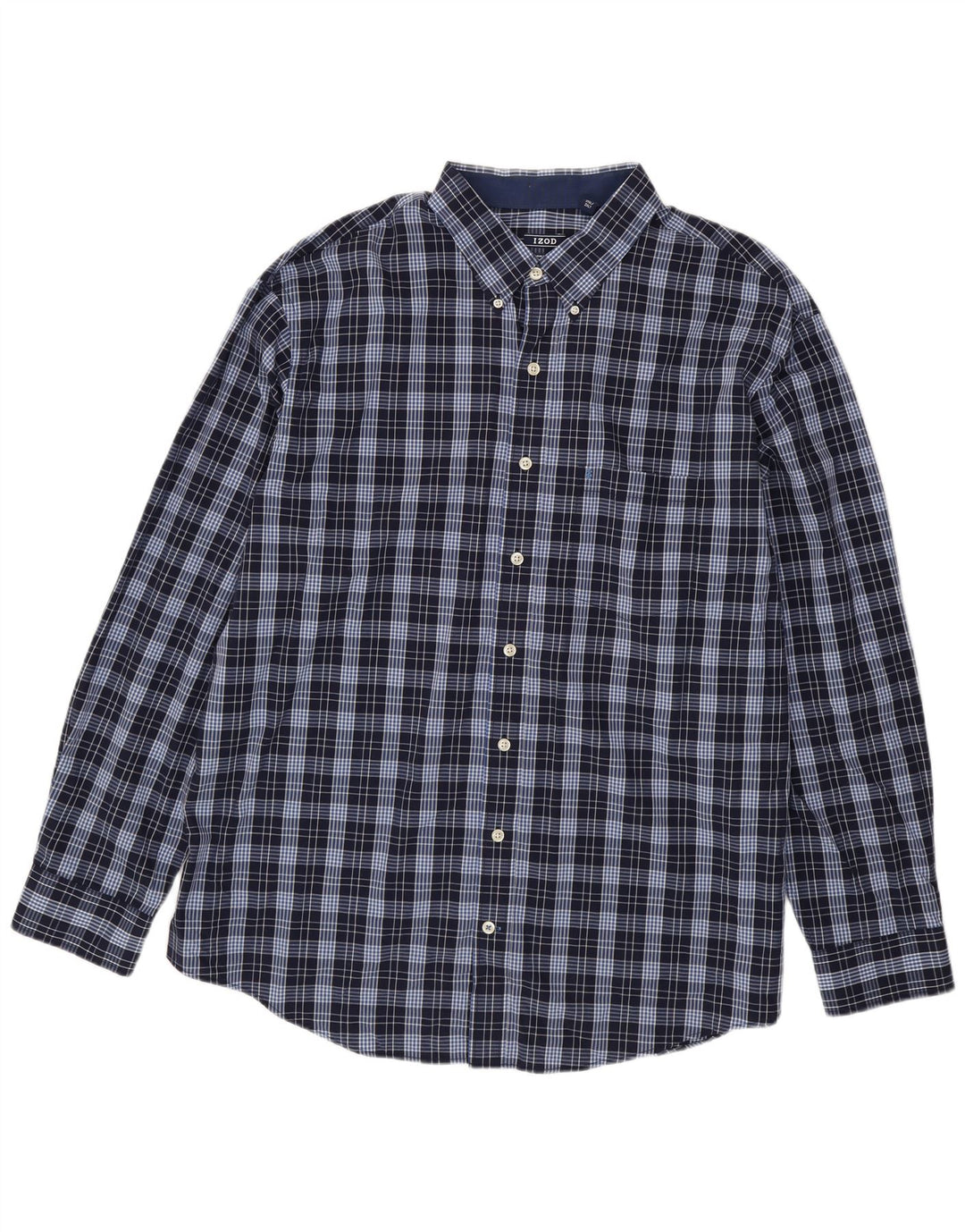 Izod Mens Shirt 2XL Navy Blue Check Cotton