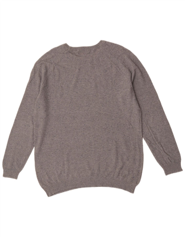 Zara Mens Crew Neck Jumper Sweater XL Grey Flecked Cotton