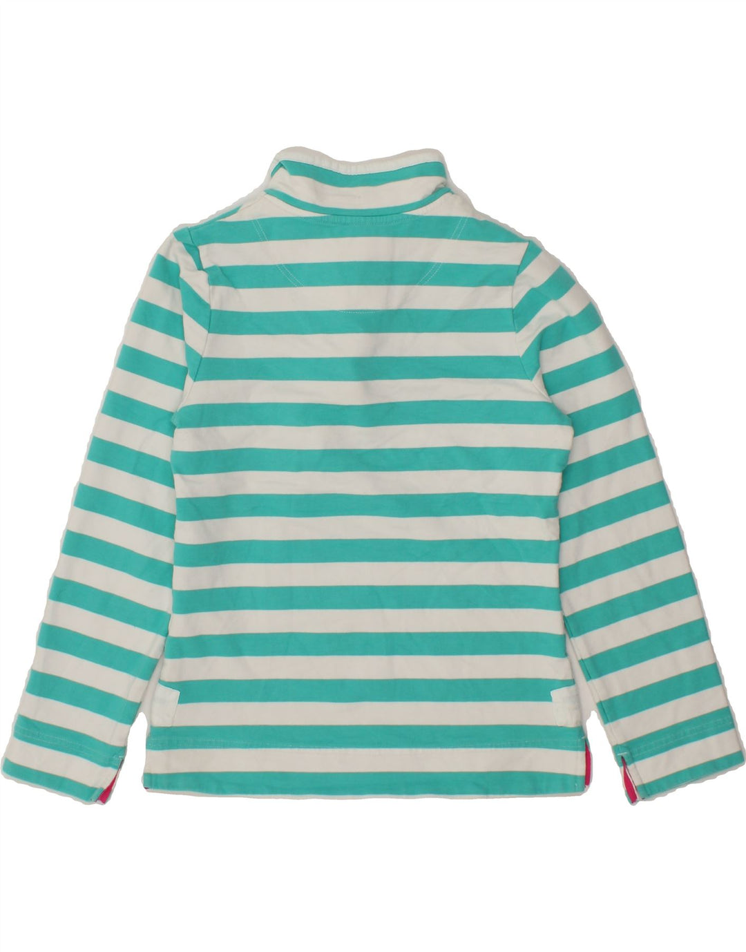 JOULES Womens Button Neck Sweatshirt Jumper UK 10 Small Turquoise Striped Vintage Joules and Second-Hand Joules from Messina Hembry 