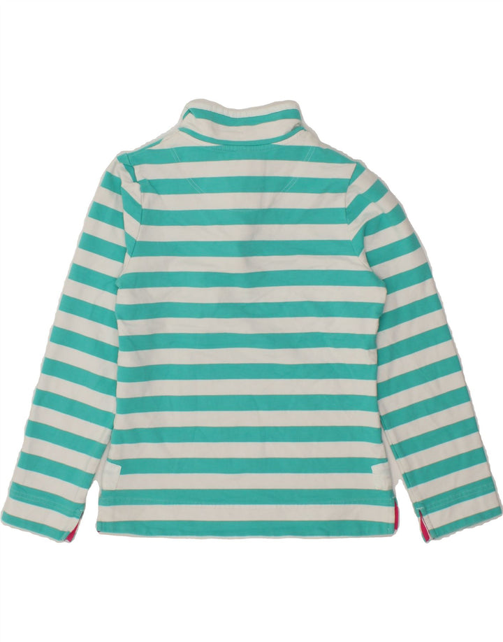 JOULES Womens Button Neck Sweatshirt Jumper UK 10 Small Turquoise Striped Vintage Joules and Second-Hand Joules from Messina Hembry 