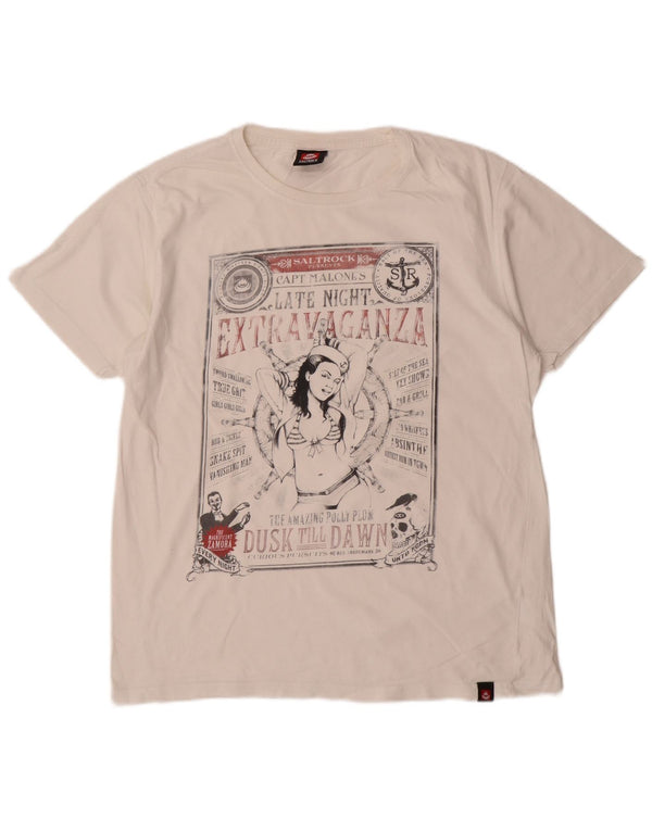 Saltrock Mens Graphic T-Shirt Top Medium White