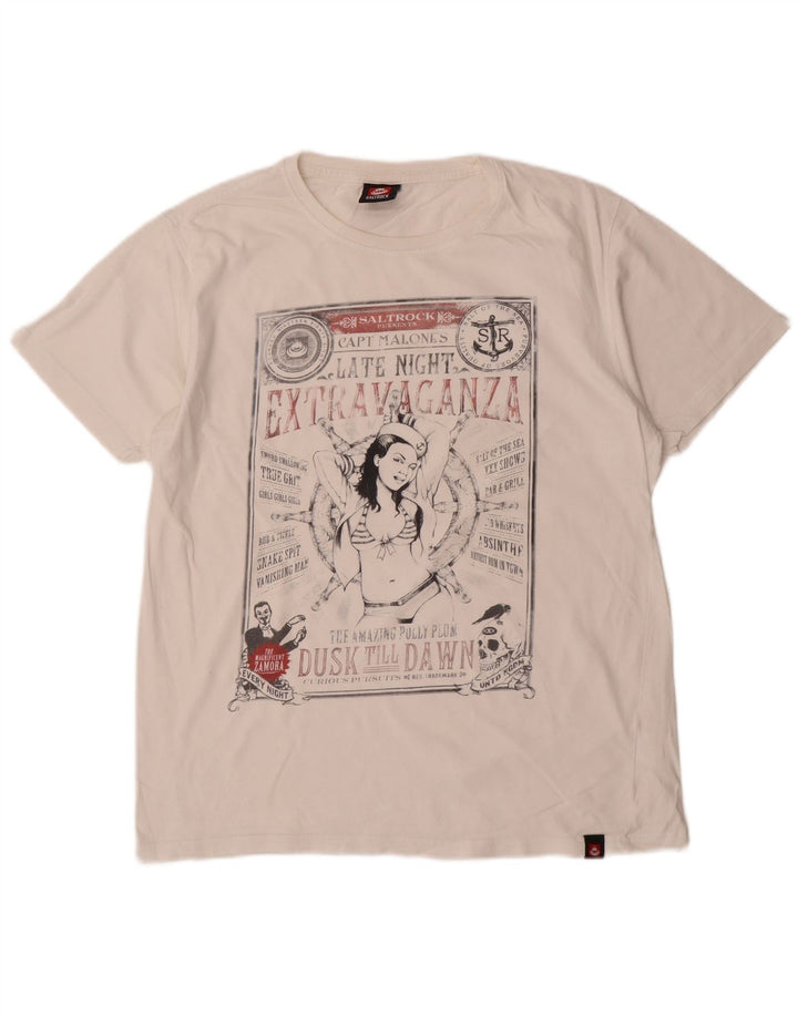 Saltrock Mens Graphic T-Shirt Top Medium White