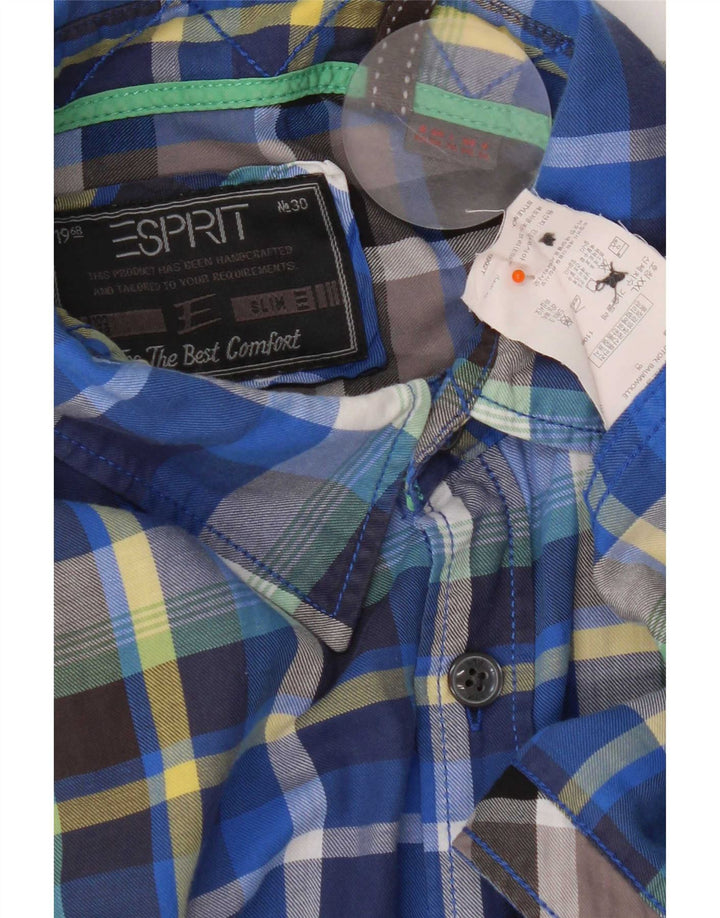 Esprit Mens Flannel Shirt 2XL Blue Check Cotton