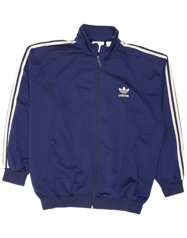 ADIDAS Mens Tracksuit Top Jacket UK 42/44 Large Navy Blue Polyester