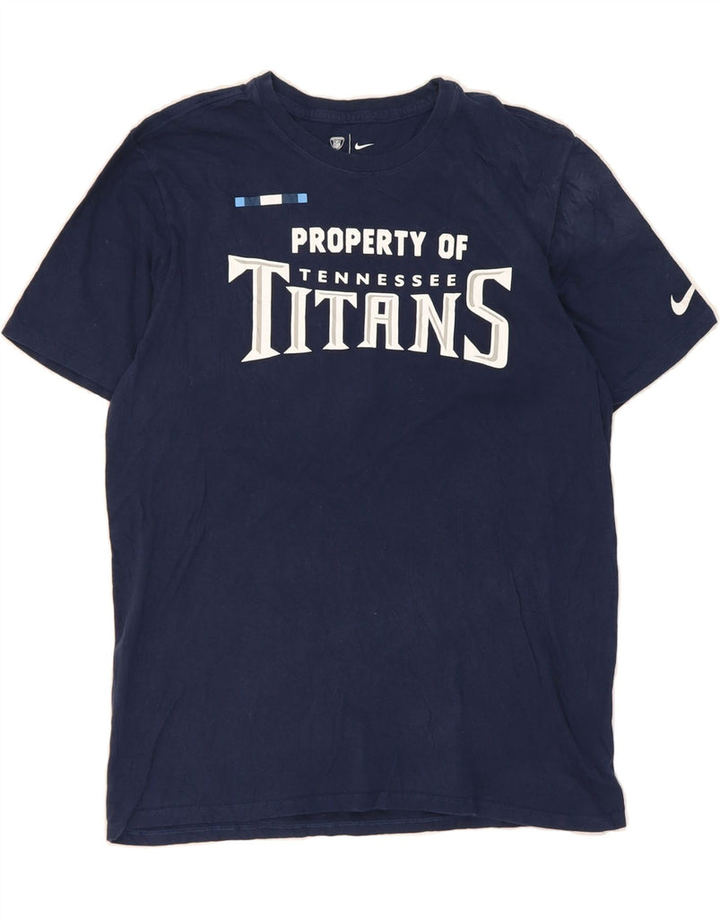 NIKE Mens Athletic Cut Graphic T-Shirt Top Large Navy Blue Vintage Nike and Second-Hand Nike from Messina Hembry 