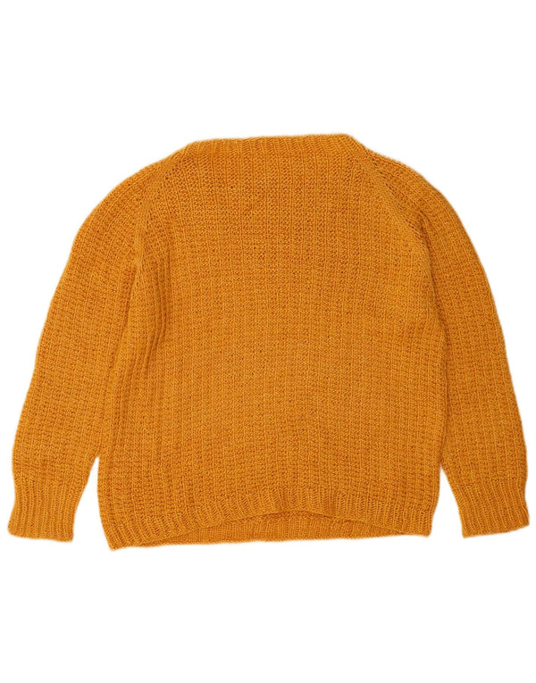 Vintage Womens Boat Neck Jumper Sweater UK 14 Medium Yellow