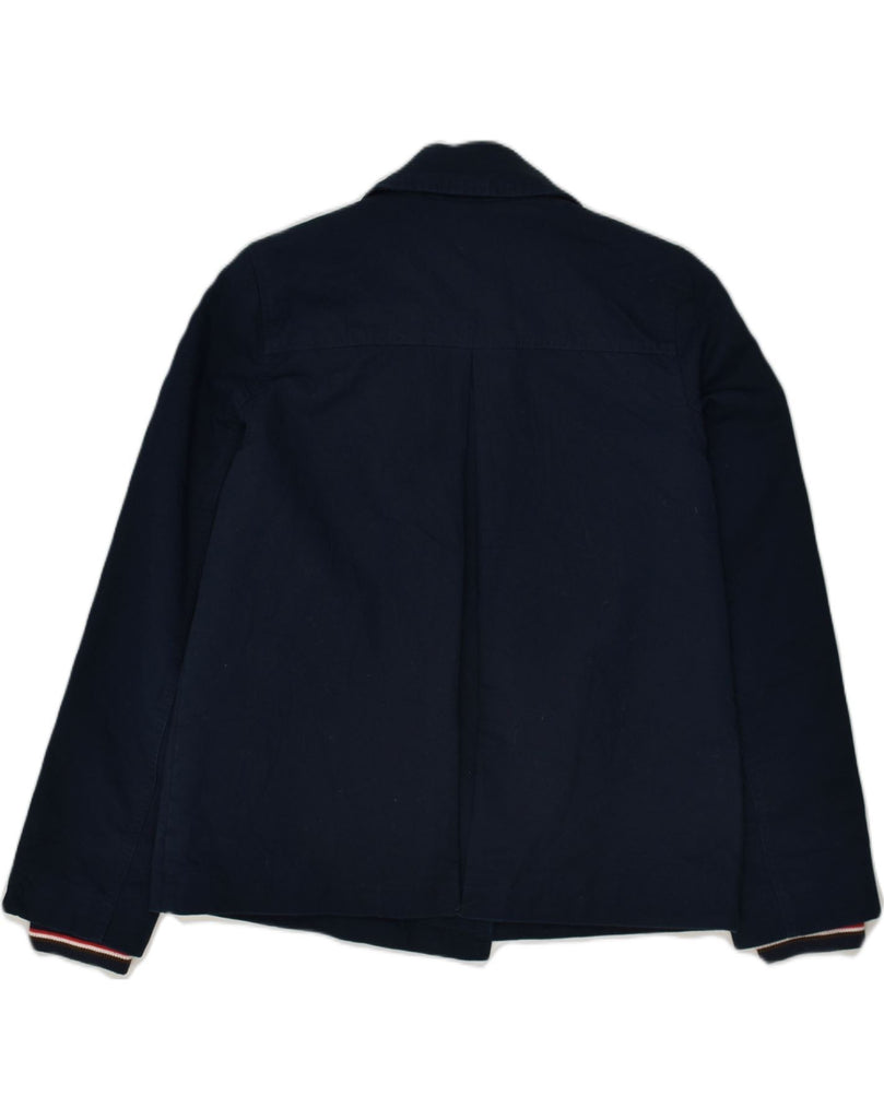 TOMMY HILFIGER Womens Double Breasted Coat UK 10 Small Navy Blue Polyester | Vintage Tommy Hilfiger | Thrift | Second-Hand Tommy Hilfiger | Used Clothing | Messina Hembry 