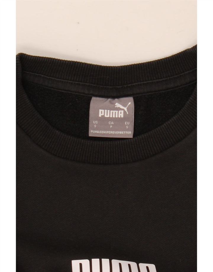 PUMA Womens Graphic Sweatshirt Jumper UK 10 Small Black