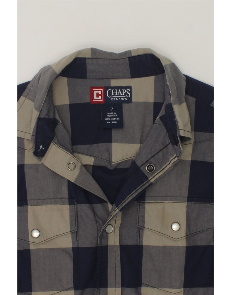 CHAPS Boys Shirt 6-7 Years Navy Blue Check Cotton | Vintage Chaps | Thrift | Second-Hand Chaps | Used Clothing | Messina Hembry 