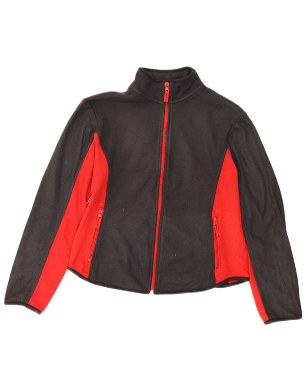 Marks & Spencer Womens Fleece Jacket UK 12 Medium Red Colourblock Polyester