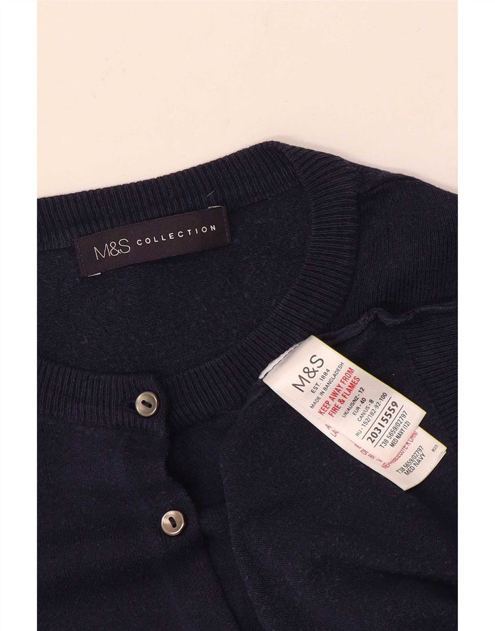 Marks & Spencer Womens Cardigan Sweater UK 12 Medium Navy Blue Viscose